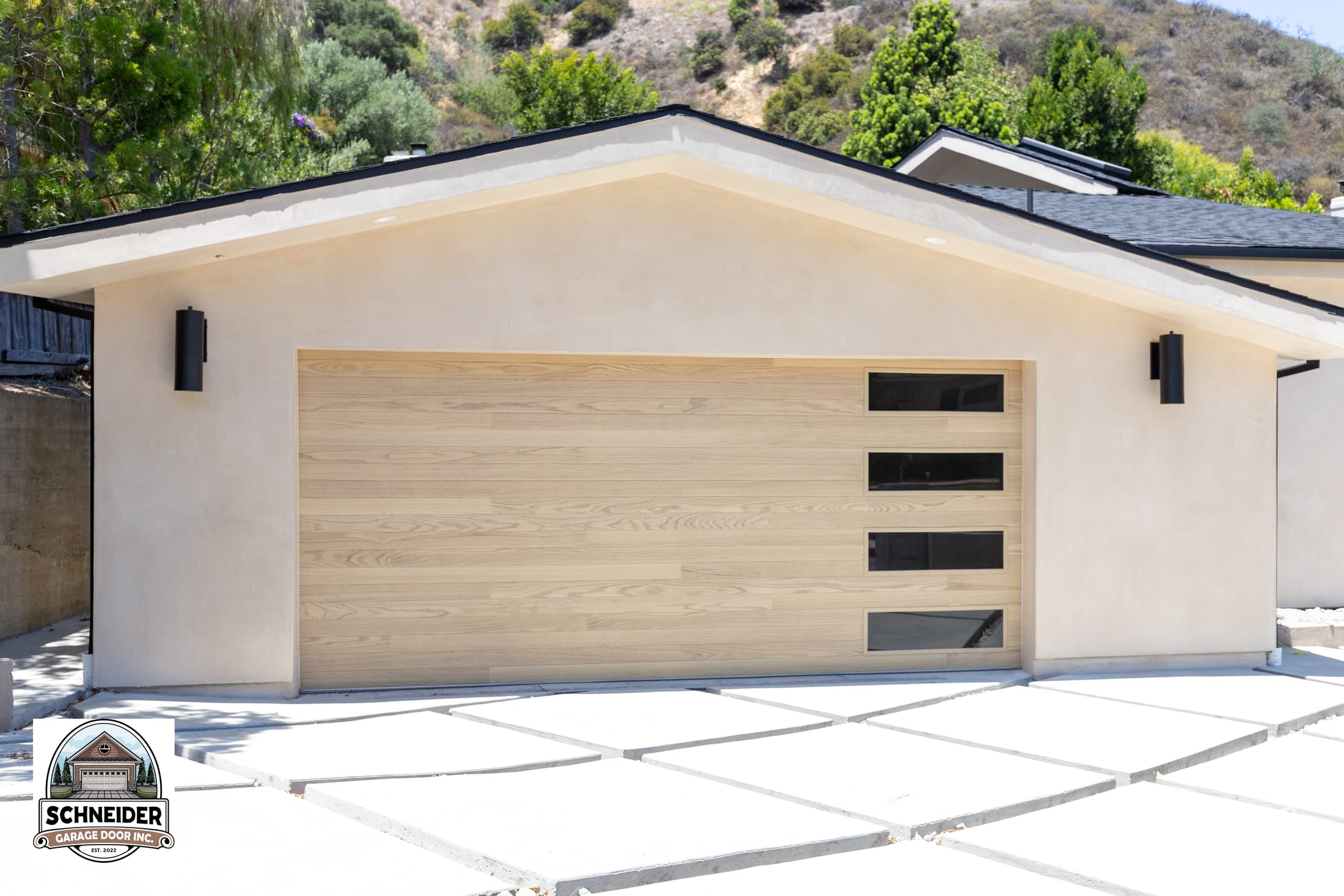 Natural oak garage doors