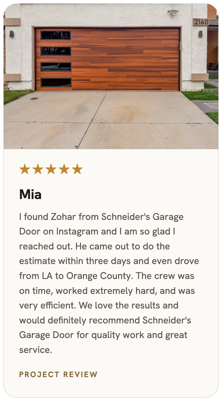 Verified Schneider Garage Door customer review