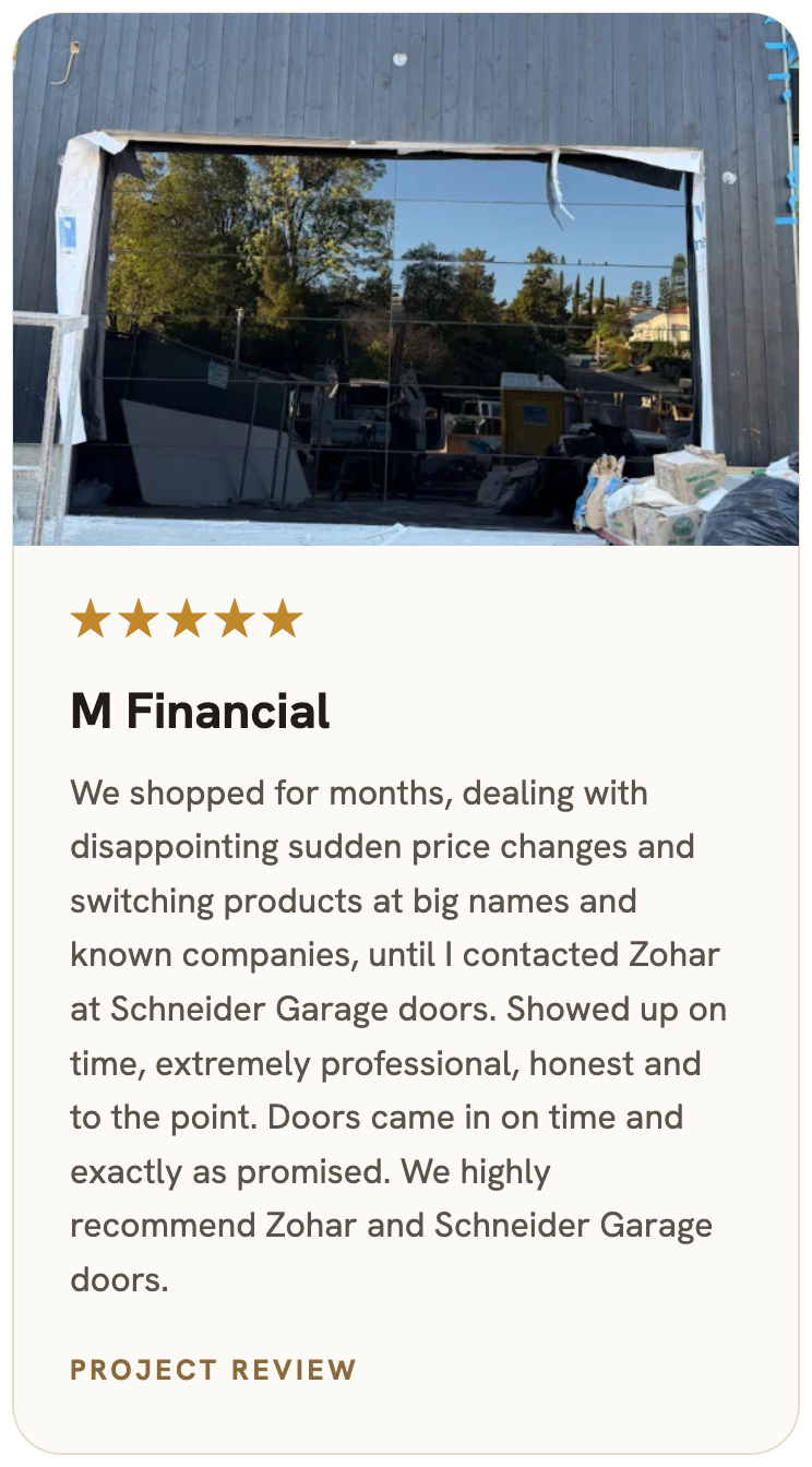 Verified Schneider Garage Door customer review